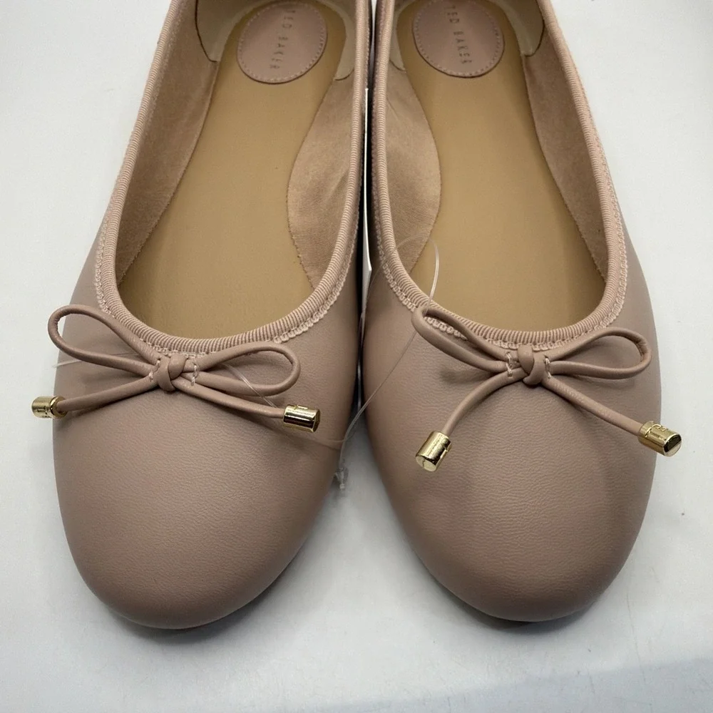 Ted Baker Classic Genuine Leather Pink Ballet Shoes Size 8.5 New